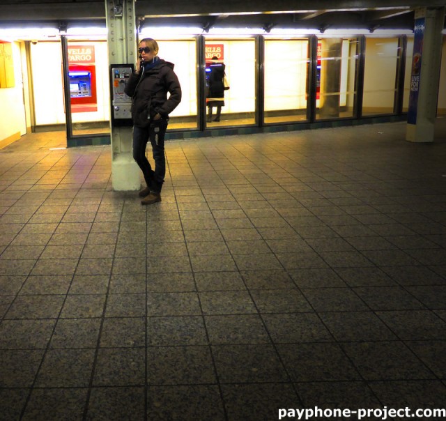 Times Square Subway Payphone Customer