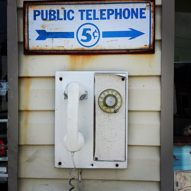 Public Telephone, 5¢. Flickr Photo by Sandy Miles.