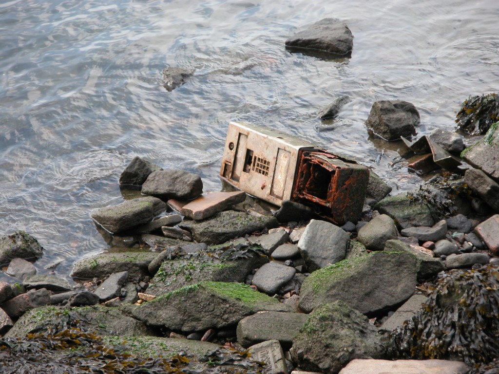 Illegally Dumped Payphone Carcass, East River