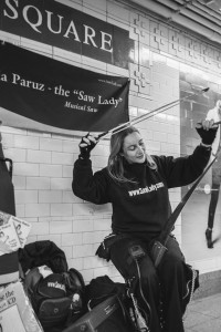 The Saw Lady, Subway Busker. Photo by David Smith