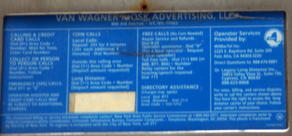 Van Wagner Signage on a Citybridge LLC Payphone