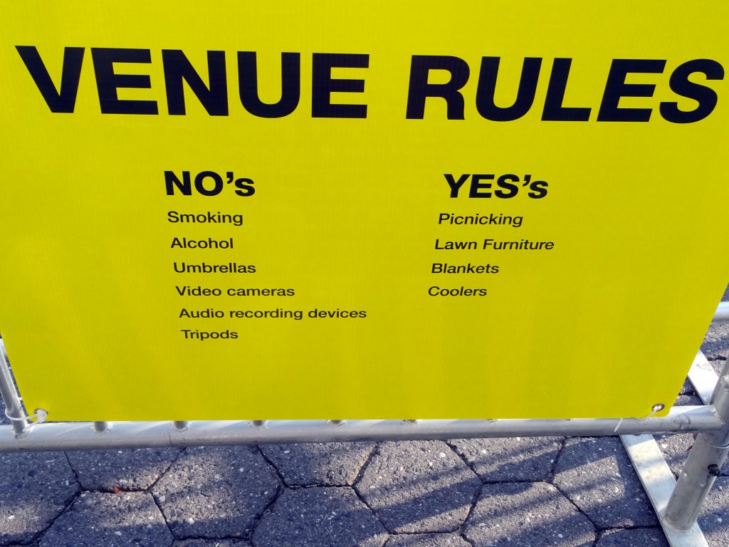 NO's and YES's. VENUE RULES.