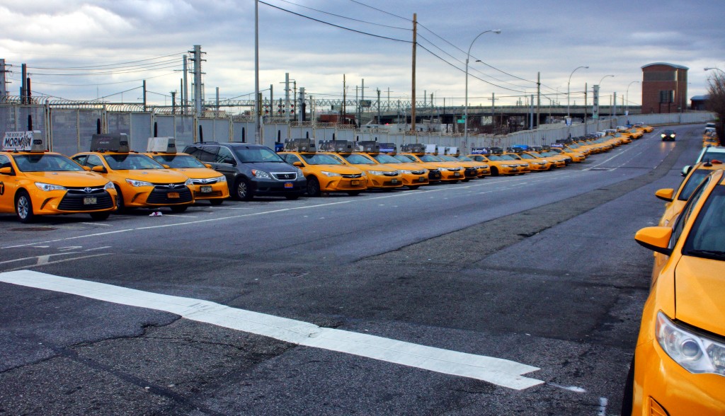 Taxis Occupied Every Available Spot on Skillman Avenue. New Years Day, 2016.